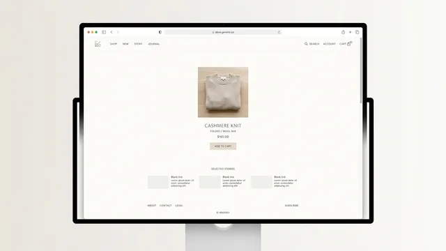 ATELIER 08 storefront mockup, minimal style