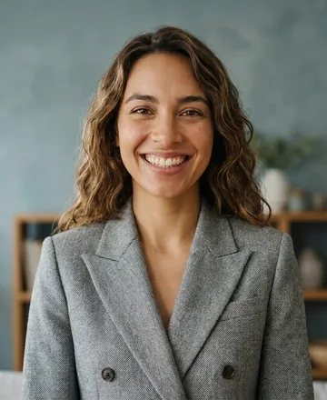 Pearl grey blazer worn, try-on result